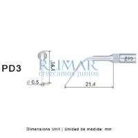 Punta ultrasonidos Woodpecker PD3 compatible Satelec, Perio