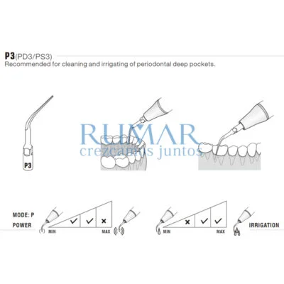 Punta ultrasonidos Woodpecker PD3 compatible Satelec, Perio