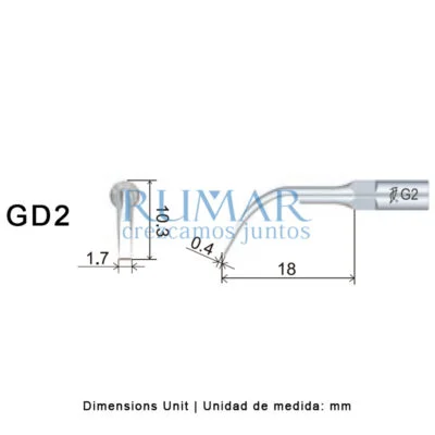 Punta ultrasonidos Woodpecker GD2 compatible Satelec, Profi