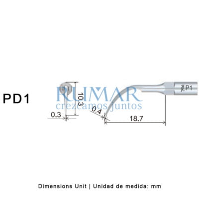 Punta ultrasonidos Woodpecker PD1 compatible Satelec, Perio
