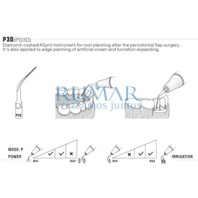 Punta ultrasonidos Woodpecker PD3D compatible Satelec, Perio