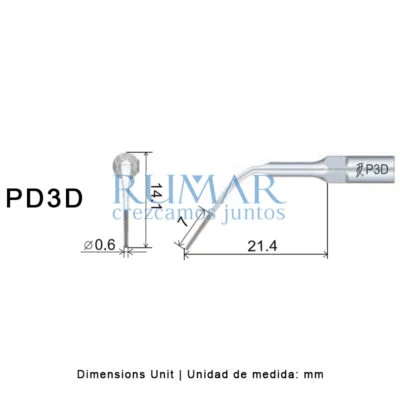 Punta ultrasonidos Woodpecker PD3D compatible Satelec, Perio