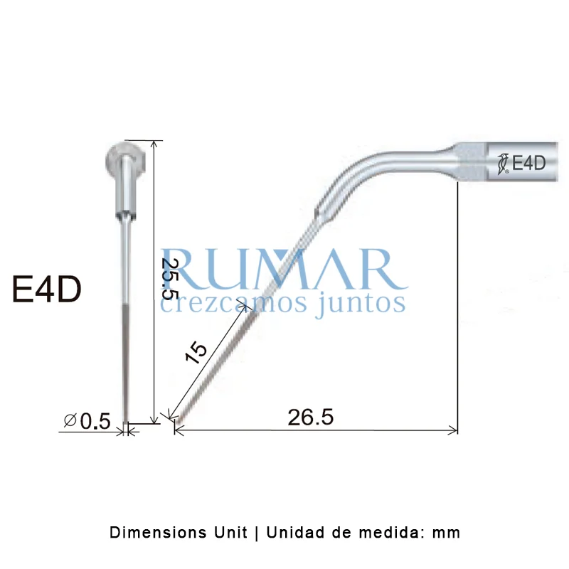 Punta Endo para ultrasonidos Woodpecker E4D compatible EMS diamantada