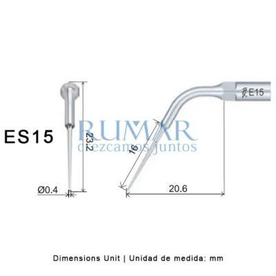 Punta ultrasonidos Woodpecker ES15 compatible SIRONA, Endo