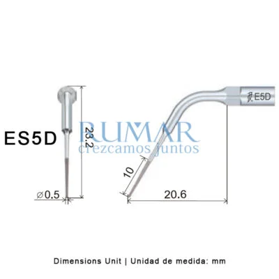 Punta ultrasonidos Woodpecker ES5D compatible SIRONA, Endo (DIAMANTADA)