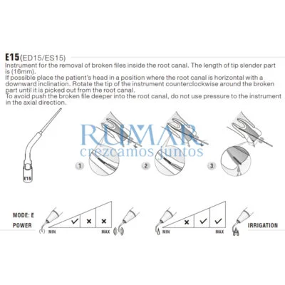 Punta ultrasonidos Woodpecker ES15 compatible SIRONA, Endo
