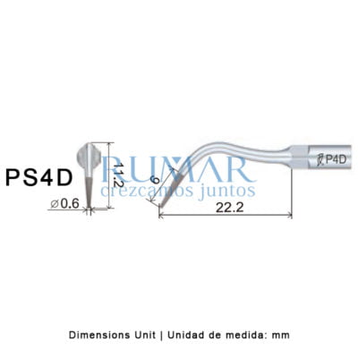 Punta ultrasonidos Woodpecker PS4D compatible Sirona diamantada