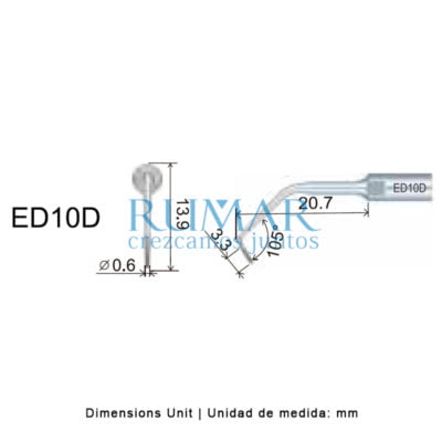 Punta ultrasonidos Woodpecker ED10D compatible Satelec, Endo