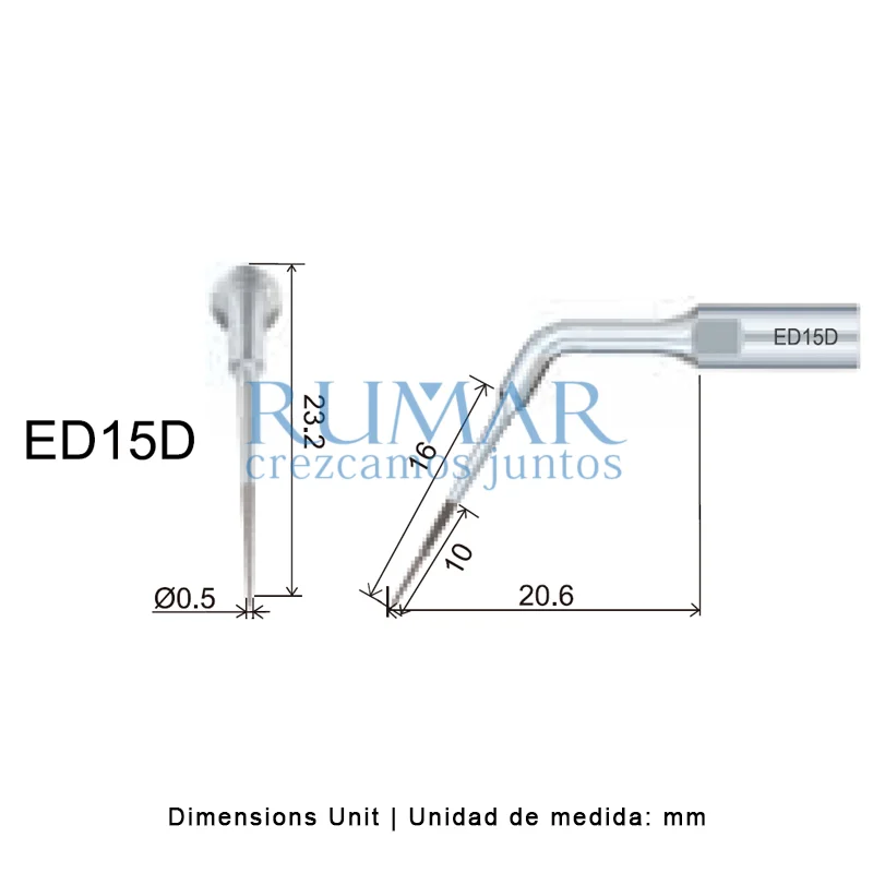 Punta ultrasonidos Woodpecker ED15D compatible Satelec, Endo