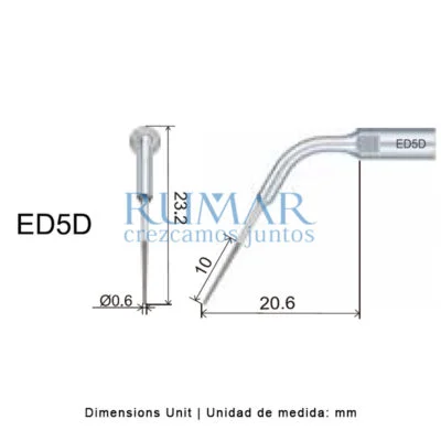 Punta ultrasonidos Woodpecker ED5D compatible Satelec diamantada