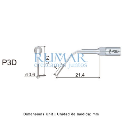 Punta ultrasonidos Woodpecker P3D compatible EMS, Perio