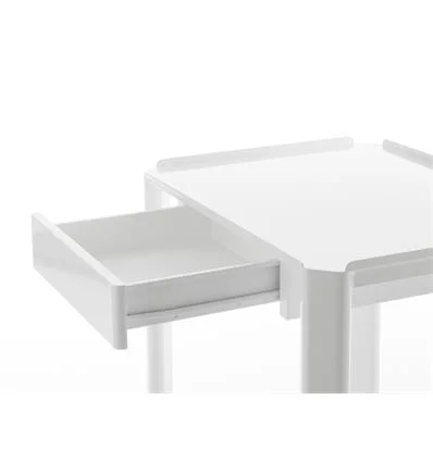 Mesa móvil de acero esmaltado con 2 bandejas
