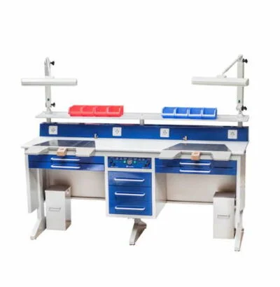 Mesa de trabajo para laboratorio dental con 2 puestos
