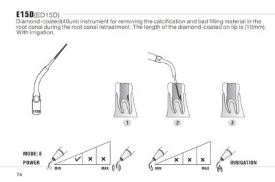 Punta ultrasonidos Woodpecker E15D compatible EMS Endo DIAMANTADA