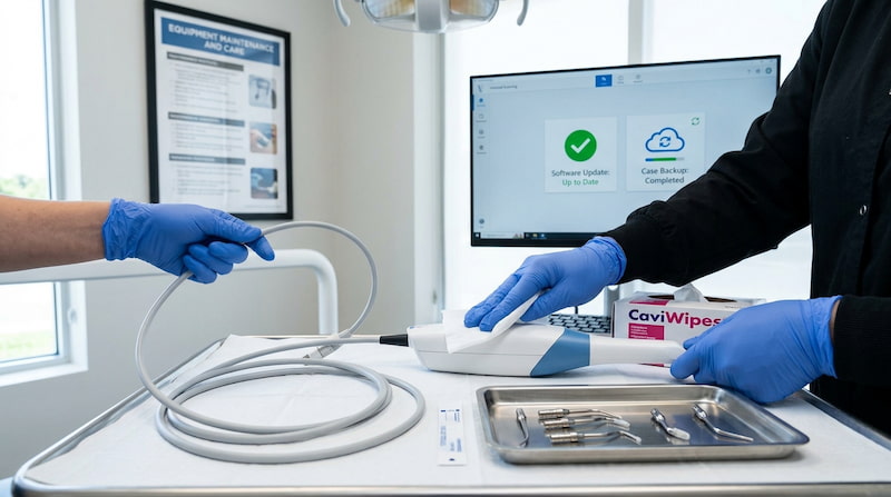 mantenimiento y cuidado del escaner intraoral