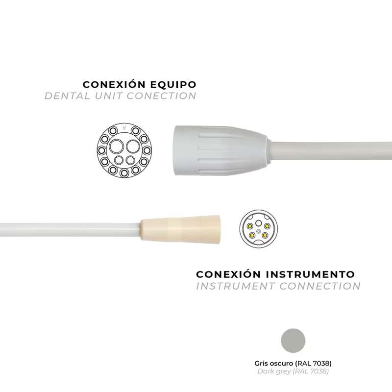 Manguera para ultrasonidos Piezolight 6 con conector Cefla compatible con Anthos UPZ6 Stern Weber SC-A2 y Castellini de 135 cm en gris oscuro