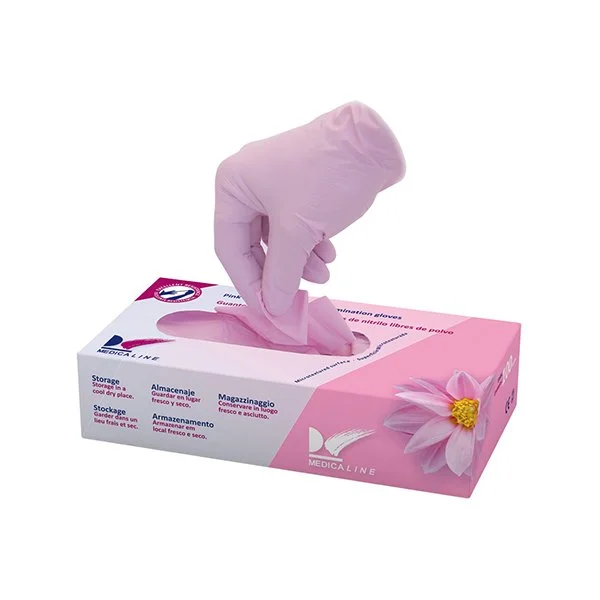 Guantes de nitrilo azul, rosa, violeta, negro, blanco