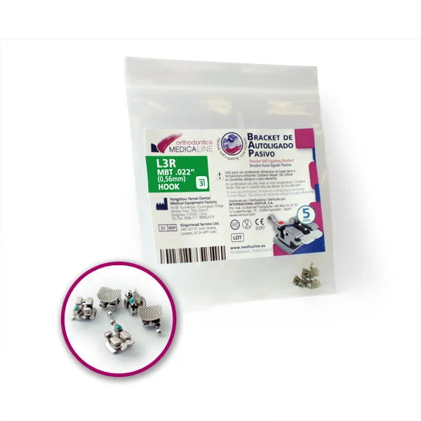 Bracket metálico Jazz Bracket Autoligado Pasivo MBT.022" U3R Hook 5 unidades